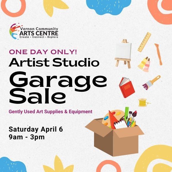 One Day Only! Artist Studio Garage Sale. Gently Used Art Supplies & Equipment. Saturday April 6, 9am - 3pm